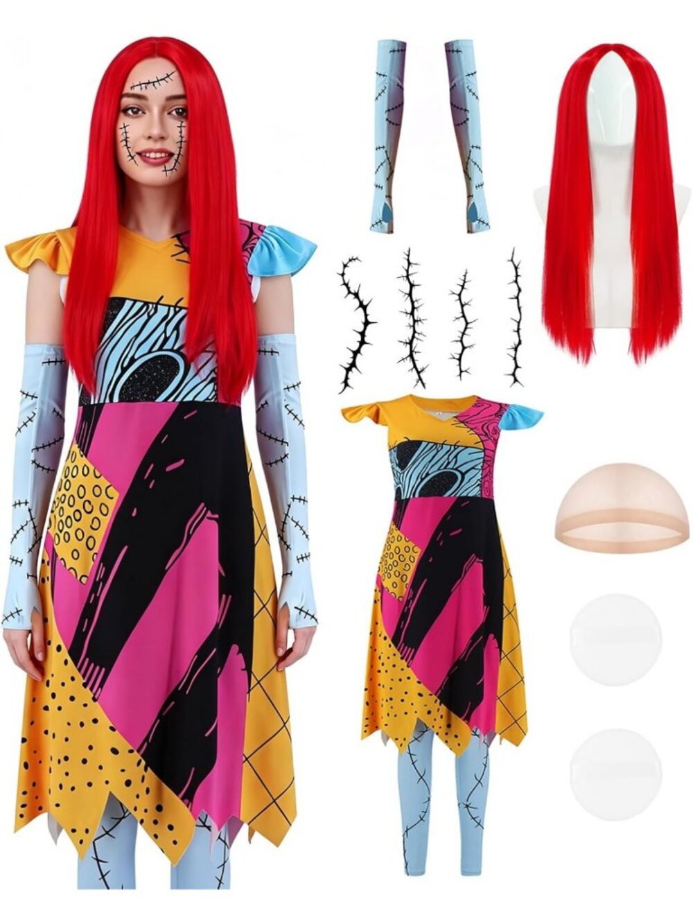 Sally Costume Dress for Women - Nightmare Before Christmas Cosplay with Wig
